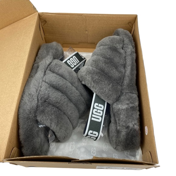 UGG Shoes - UGG Fluff Yeah Slide Charcoal Gray CHRC 1095119 NEW Women’s Size 8